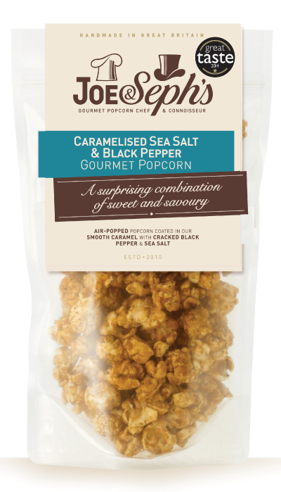joe&seph caramelised seasalt & black pepper gourmet popcorn