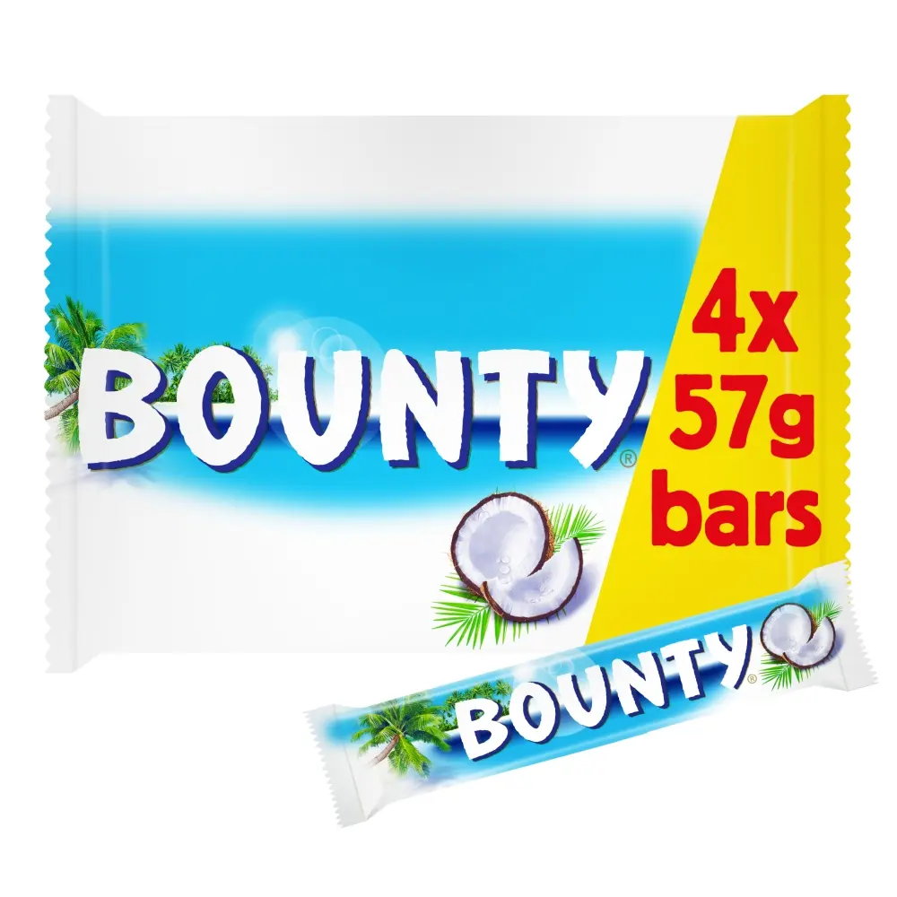 Bounty Coconut Milk Chocolate Duo Bars 4 Pack 228g 