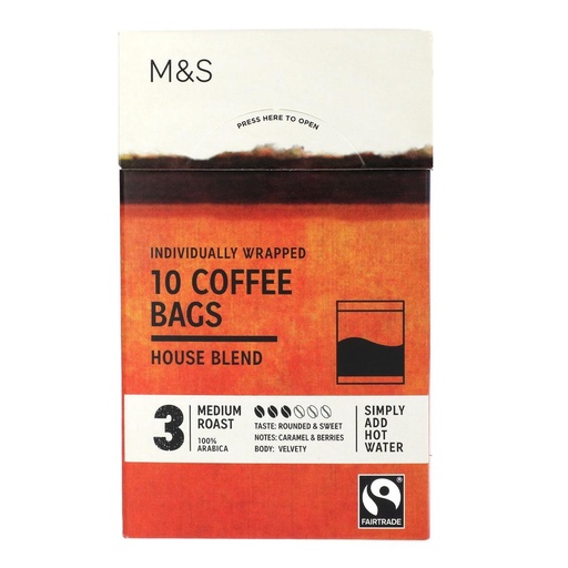M&S 10 Coffee Bags House Blend 75G