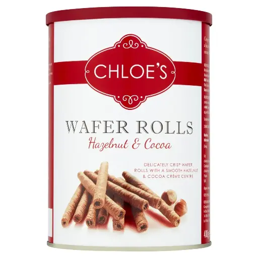 Chloe'S Hazelnut & Cocoa Wafer Rolls,  400G