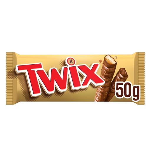 "Twix Caramel & Milk Chocolate Fingers Biscuit Snack Bar 50g"